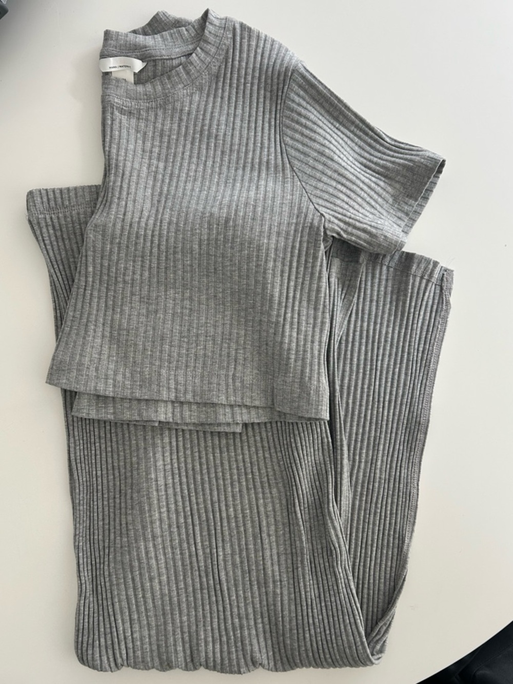 Mama Ribbed Gray Two-Piece Set - Picture 2 of 4